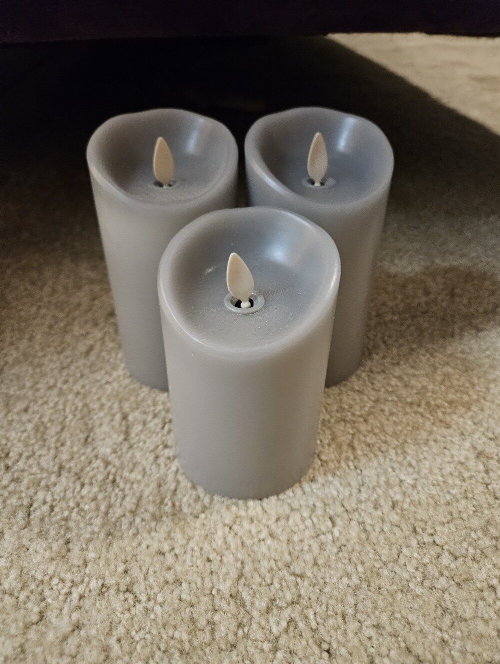 Gray Flameless Luminara Candles-Set Of Three